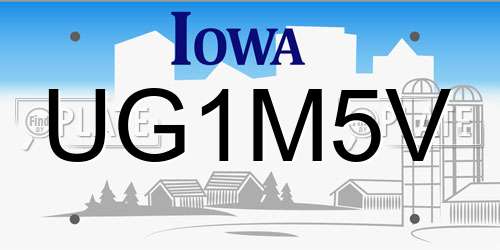 UG1M5V Iowa License Plate