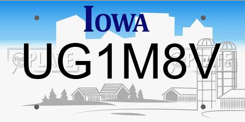 UG1M8V Iowa License Plate