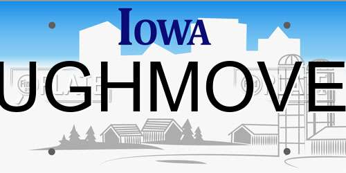 UGHMOVE Iowa License Plate