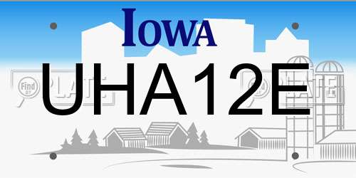 UHA12E Iowa License Plate