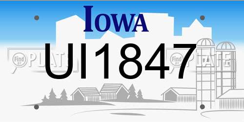 UI1847 Iowa License Plate