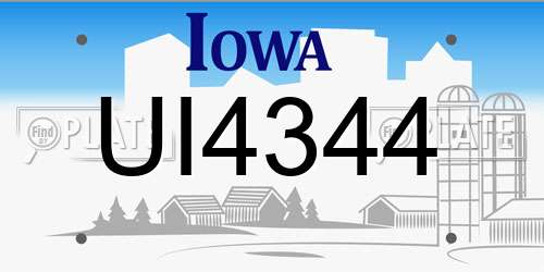 UI4344 Iowa License Plate