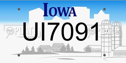UI7091 Iowa License Plate