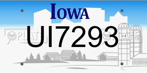 UI7293 Iowa License Plate