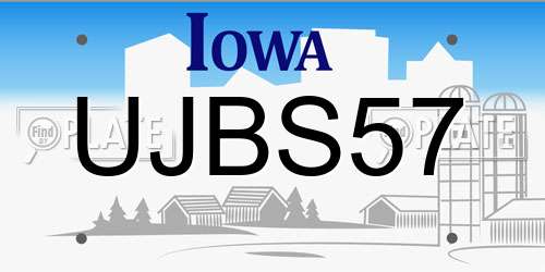 UJBS57 Iowa License Plate