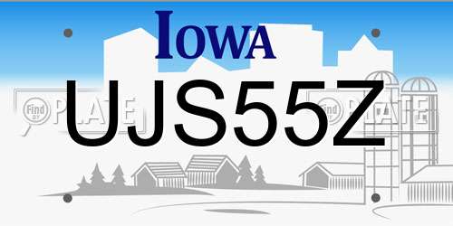 UJS55Z Iowa License Plate