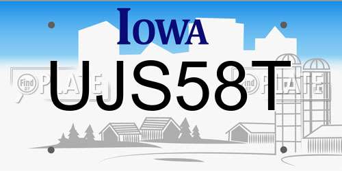 UJS58T Iowa License Plate