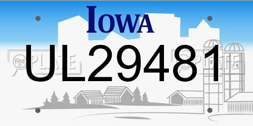 UL29481 Iowa License Plate