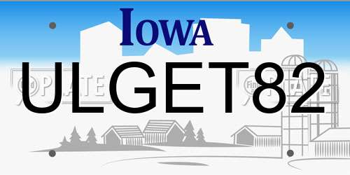ULGET82 Iowa License Plate