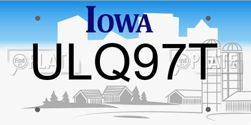 ULQ97T Iowa License Plate