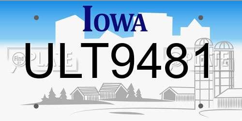 ULT9481 Iowa License Plate