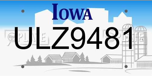 ULZ9481 Iowa License Plate