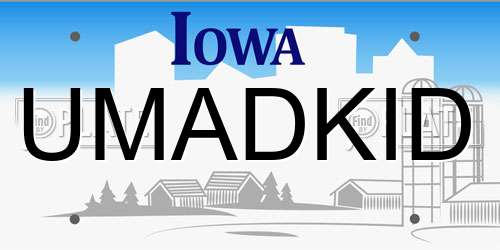 UMADKID Iowa License Plate