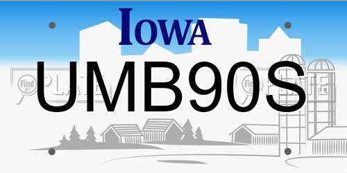 UMB90S Iowa License Plate
