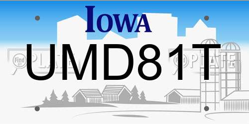 UMD81T Iowa License Plate