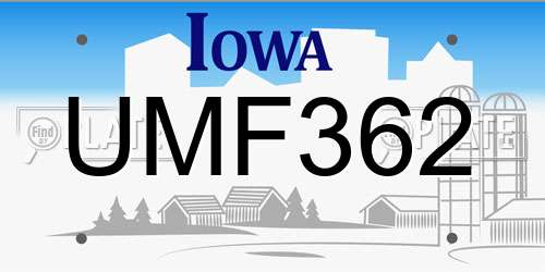 UMF362 Iowa License Plate