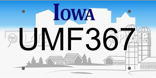 UMF367 Iowa License Plate