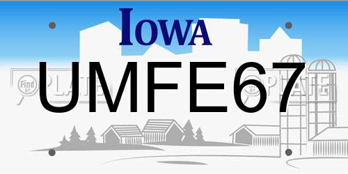 UMFE67 Iowa License Plate