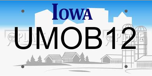 UMOB12 Iowa License Plate
