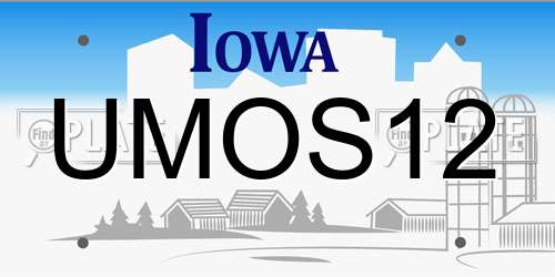 UMOS12 Iowa License Plate