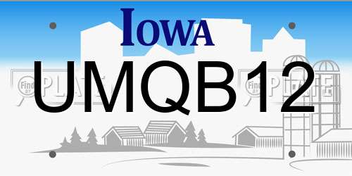 UMQB12 Iowa License Plate