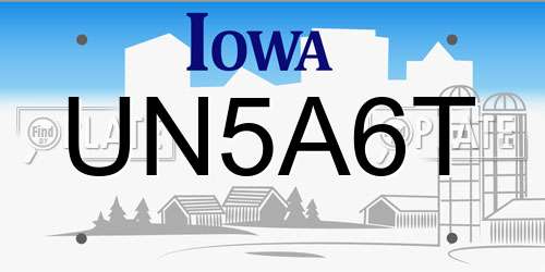 UN5A6T Iowa License Plate