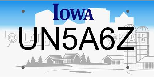 UN5A6Z Iowa License Plate