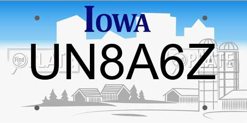 UN8A6Z Iowa License Plate