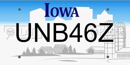 UNB46Z Iowa License Plate