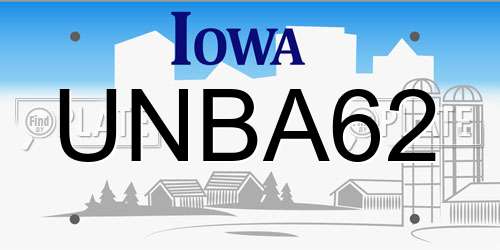 UNBA62 Iowa License Plate