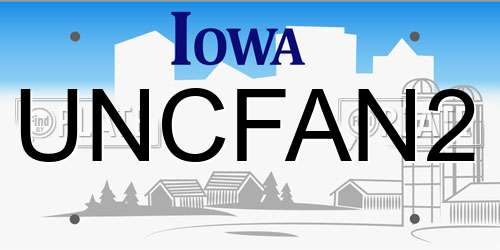 UNCFAN2 Iowa License Plate