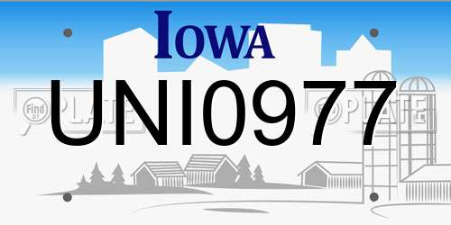 UNI0977 Iowa License Plate