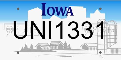 UNI1331 Iowa License Plate