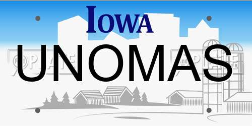 UNOMAS Iowa License Plate