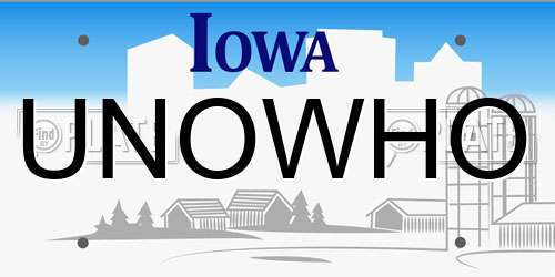 UNOWHO Iowa License Plate