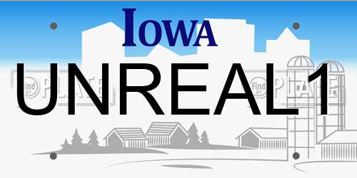 UNREAL1 Iowa License Plate