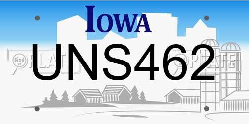 UNS462 Iowa License Plate