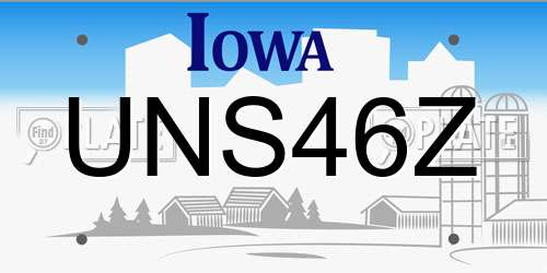 UNS46Z Iowa License Plate