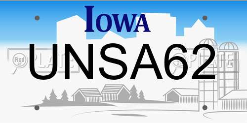 UNSA62 Iowa License Plate
