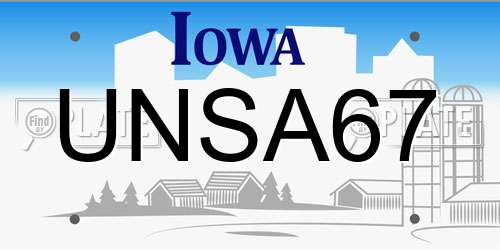 UNSA67 Iowa License Plate
