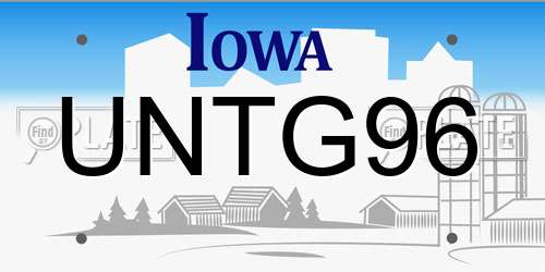 UNTG96 Iowa License Plate