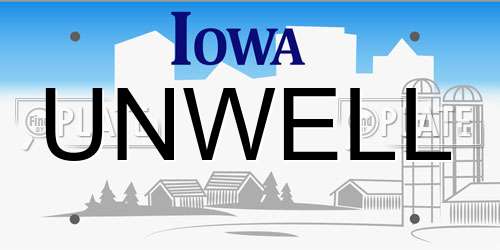 UNWELL Iowa License Plate