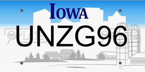 UNZG96 Iowa License Plate