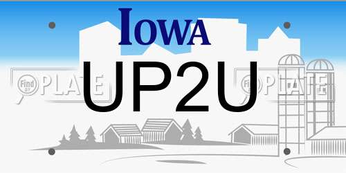 UP2U Iowa License Plate