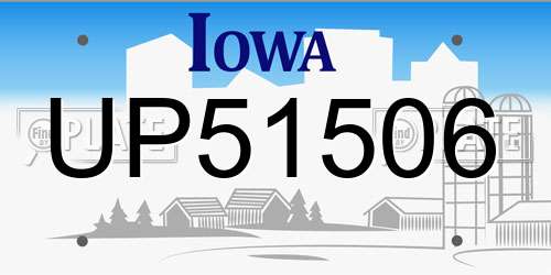 UP51506 Iowa License Plate