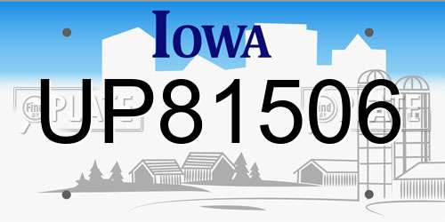 UP81506 Iowa License Plate
