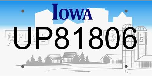 UP81806 Iowa License Plate