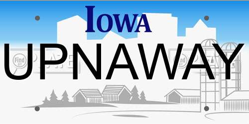 UPNAWAY Iowa License Plate