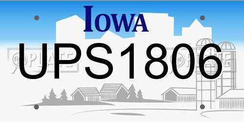 UPS1806 Iowa License Plate