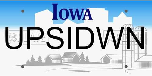 UPSIDWN Iowa License Plate